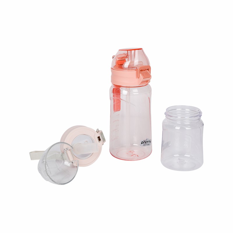 Tasse en paille de silicone de qualité alimentaire transparente simple et mignonne bouteille d’eau portable pour enfants avec couvercle rebondissant