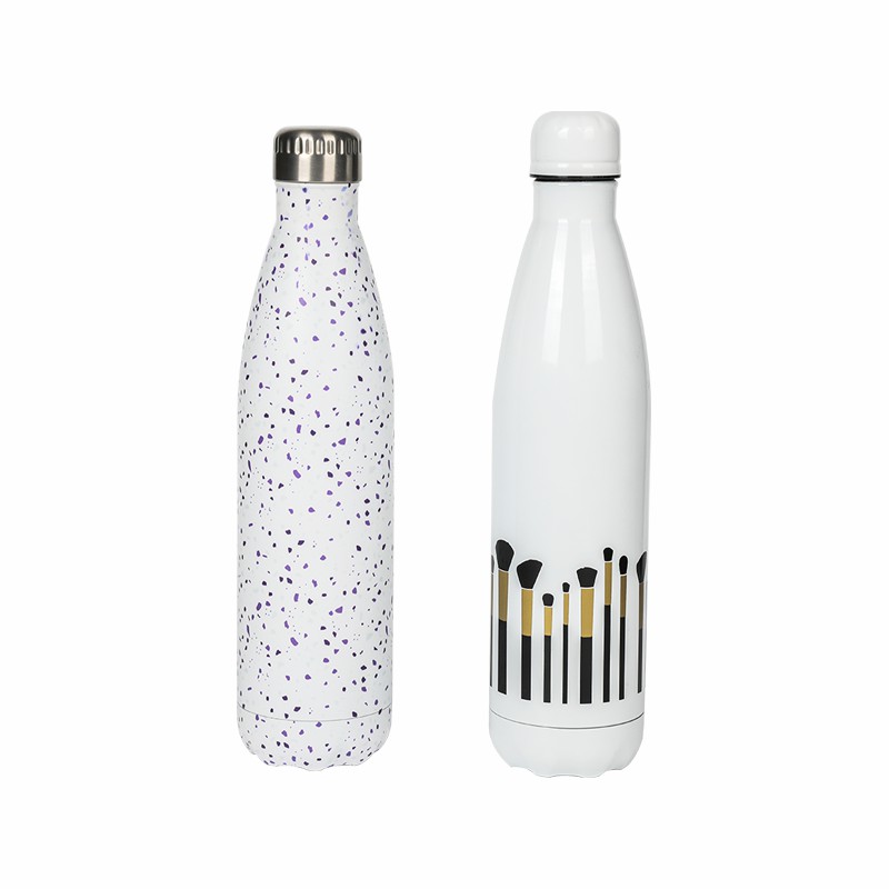  Bouteille d'eau de sport par sublimation assurée à double parois en acier inoxydable avec impression sur fond blanc de 1000ml